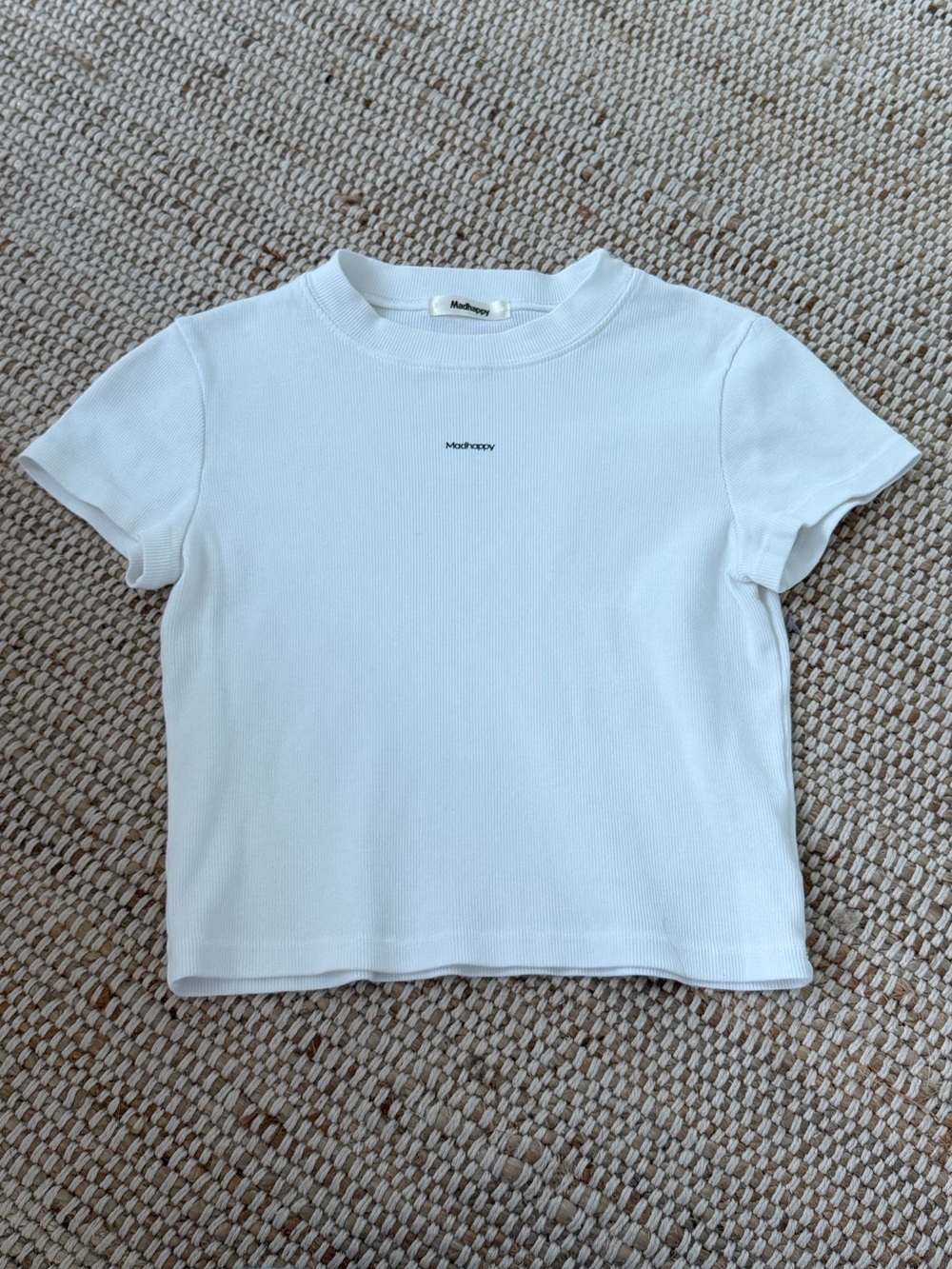 Madhappy Classics White Ribbed Baby Tee Size Medium